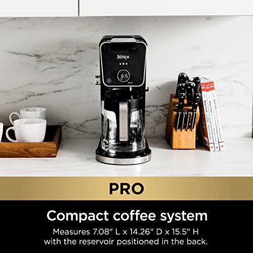 Ninja CFP301 DualBrew Pro System 12-Cup Coffee Maker, Single-Serve for Grounds & K-Cup Pod Compatible, 4 Brew Styles, Frother, 60-oz. Water Reservoir with Separate Hot Water Dispenser & Carafe, Black