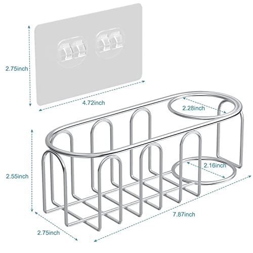 stusgo Sponge Holder, 2 in 1 Sink Sponge Holder for Kitchen Sink, Adhesive Kitchen Sponge Holder, SUS304 Stainless Steel Rustproof Sink Caddy, Kitchen Sponge Caddy Sink Organizer No Drilling