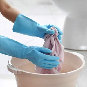 HSL Household Cleaning Gloves - 2 Pairs Reusable Kitchen Dishwashing Gloves with Latex Free, Cotton lining, Waterproof, Non-Slip (Medium)