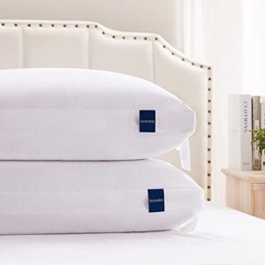accuratex premium bed pillows king size set of 2, shredded memory foam pillow hybrid with fluffy down alternative fill removable cotton cover, adjustable firm pillow for side,back,stomach sleepers