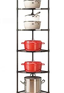 7-Tier Kitchen Pot Rack, Cookware Stand Storage Organizer ，Multi-Layer Corner Shelf Stand Stainless Steel Shelves for Kitchen