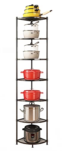 7-Tier Kitchen Pot Rack, Cookware Stand Storage Organizer ，Multi-Layer Corner Shelf Stand Stainless Steel Shelves for Kitchen