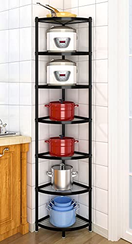 7-Tier Kitchen Pot Rack, Cookware Stand Storage Organizer ，Multi-Layer Corner Shelf Stand Stainless Steel Shelves for Kitchen