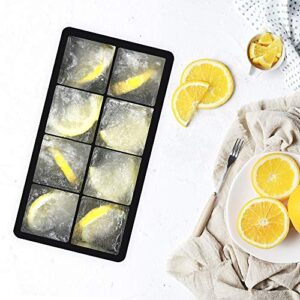 Bangp Large Ice Cube Trays with Lids 2 Pack,Silicone Ice Trays for Freezer,Easy Release Silicone Ice Cube Tray,8 Big Square Ice Cubes per Tray Ideal for Cocktails,Whiskey,Soups and Frozen Treats