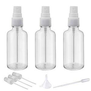 hydior 2oz clear glass spray bottles for essential oils, small spray bottle with plastic sprayer – set of 3
