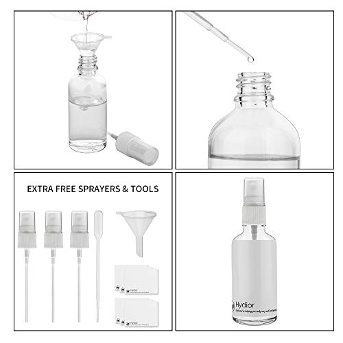 Hydior 2oz Clear Glass Spray Bottles for Essential Oils, Small Spray Bottle with Plastic Sprayer - Set of 3