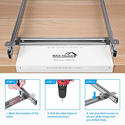 Pull Out Cabinet Drawer Organizer,Heavy Duty Slide Out Pantry Shelves Sliding Drawer Storage For Kitchen,Bathroom,Home,Wire Frame, Chrome Finish