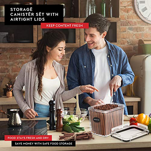 DWËLLZA KITCHEN Airtight Food Storage Container Set - 4 Pieces 3.6L - Plastic BPA Free Kitchen Pantry Storage Containers - Dishwasher Safe - Include 8 Labels and Marker - Keeps Food Fresh & Dry