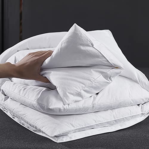 Three Geese Adjustable Layer Goose Feather Pillow,Assembled Bed Pillow,100% Soft Cotton Cover,Good for Side and Back Stomach Sleeper, Standard/Queen Size,Packaging Include 1 Pillow.
