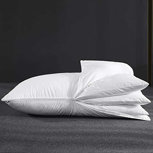 Three Geese Adjustable Layer Goose Feather Pillow,Assembled Bed Pillow,100% Soft Cotton Cover,Good for Side and Back Stomach Sleeper, Standard/Queen Size,Packaging Include 1 Pillow.