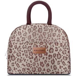 baloray insulated lunch bag for women men reusable lunch box for adults, large lunch cooler tote bag for work office school picnic (g-197l brown leopard)