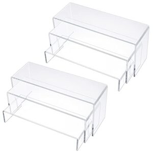 Goabroa Acrylic Display Risers, Clear Rectangle Stands Shelf for Display 6pcs