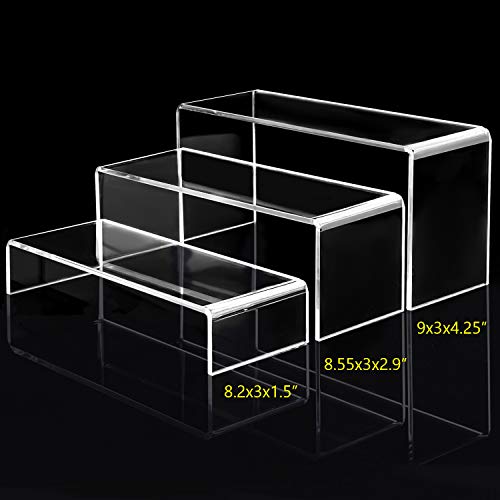 Goabroa Acrylic Display Risers, Clear Rectangle Stands Shelf for Display 6pcs