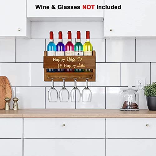 Valentine's Day Gifts for Wife,Wood Wall Mounted Wine Rack with Vines Remote Lights,Wine Display Storage Holder for Kitchen Dining Room Home Bar,Women Gifts Ideas for Anniversary, Birthday Gifts