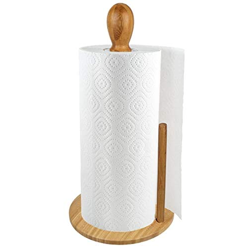 Greenco Counter Top Bamboo Paper Towel Holder, Perfect for Kitchen & Bathroom Organization & Decor, Fits of Paper Towels