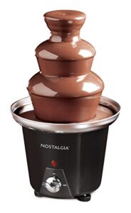 nostalgia electric chocolate fondue fountain, 24-ounce, 3-tier set, fountain machine for cheese, melting chocolate, liqueurs, black