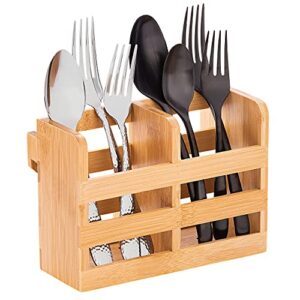 bamboo utensil holder for dish rack – flatware, cutlery and utensil drying caddy – fits bambusi bamboo dish drying racks