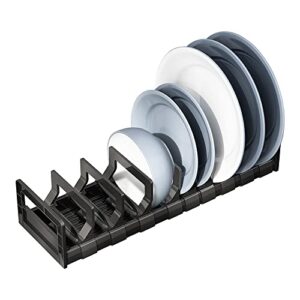 maypott dish organizer rack for cabinet, adjustable plate holder small dish drying racks, under sink storage countertop mount with removable slots