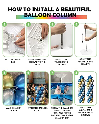 YALLOVE Balloon Column Stand Set of 2, 7 Feet Height Adjustable Balloon Tower Pillar with Reusable Metal Telescopic Design for Birthday, Wedding, Baby Shower, Graduation Party Decoration