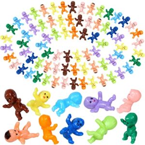 selizo mini plastic babies, 100pcs tiny plastic baby figurines small king cake babies bulk for ice cube my water broke baby shower games (10 colors)