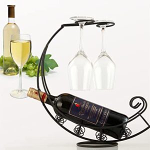 Hongiuia Wine Glass Holder - Tabletop Metal Wine Bottle Holder Vertical Wine Glass Display Holder, Dining Table Offers Wine Glasses as Gift Decoration, Corsair - Black