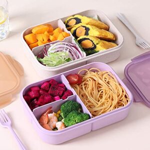 ASYH Bento Box, Classic 3 Compartment Lunch Box for Adults, Ideal Leakproof Lunch Containers with Utensils, Microwave and Dishwasher Safe Food Containers (Purple-1150ML)