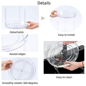 2 Pack Lazy Susan Organizer, Lazy Susan Turntable for Cabinet, PlasticTurntable Organizer Rotating Spice Rack - for Kitchen, Pantry, Bathroom, Fridge,Table, Countertop