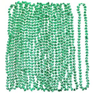 Skeleteen Green Shamrock Beads Necklaces - St Patricks Day Irish Clover Bead Necklace Party Favors Pack - 1 Dozen