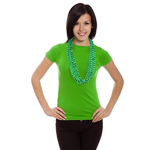 Skeleteen Green Shamrock Beads Necklaces - St Patricks Day Irish Clover Bead Necklace Party Favors Pack - 1 Dozen