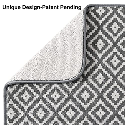 Dish Drying Mat for Kitchen 2 Pack, Ultra Absorbent Microfiber Dishes Drainer Mats by Subekyu,19.2 by 15.8 Inch(Rhombus)