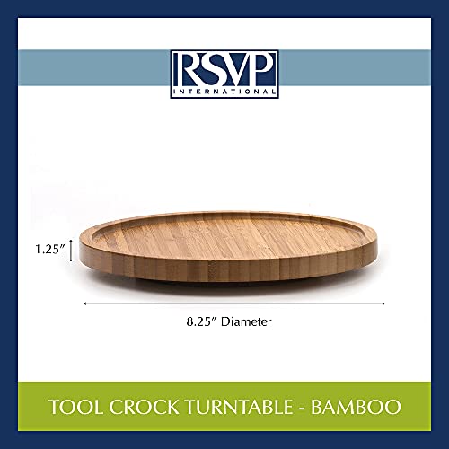 RSVP International Tool Crock Turntable Lazy Susan, Bamboo, 8.25" | Handy in Cabinets or on Counters | Rotating Base with Sturdy Lip | Organize Spices & Small Bottles