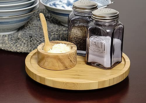 RSVP International Tool Crock Turntable Lazy Susan, Bamboo, 8.25" | Handy in Cabinets or on Counters | Rotating Base with Sturdy Lip | Organize Spices & Small Bottles