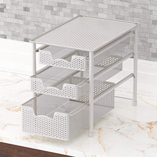 Simple Houseware Stackable 3 Tier Sliding Basket Organizer Drawer, White