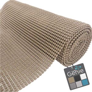 home genie drawer and shelf liner, non adhesive roll, 12 inch x 20 ft, durable and strong, grip liners for drawers, shelves, cabinets, pantry, storage, kitchen and desks, light taupe