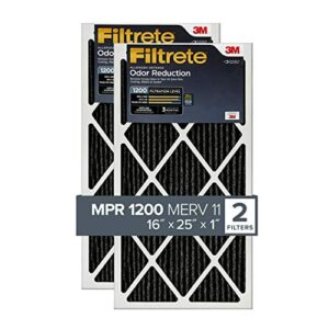 filtrete 16x25x1, ac furnace air filter, mpr 1200, allergen defense odor reduction, 2-pack (exact dimensions 15.69 x 24.69 x 0.81)
