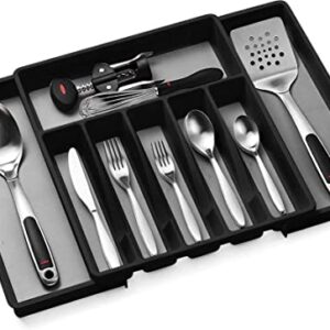 Expandable Cutlery Drawer Organizer, Flatware Drawer Tray for Silverware, Serving Utensils, Multi-Purpose Storage for Kitchen, Office, Bathroom Supplies