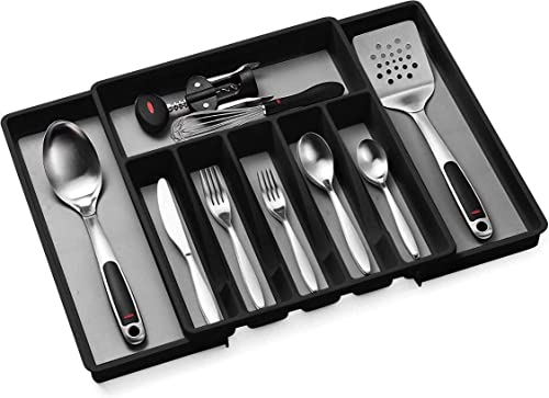 Expandable Cutlery Drawer Organizer, Flatware Drawer Tray for Silverware, Serving Utensils, Multi-Purpose Storage for Kitchen, Office, Bathroom Supplies