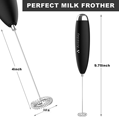 Milk Frother, Hand Mixer, Frother for Coffee, Anteday Battery Operated (Not Included) Electric Mini Matcha Whisk Hand Coffee Frother Electric Drink Stirrer for Lattes, Cappuccino, Hot ChocolateHe