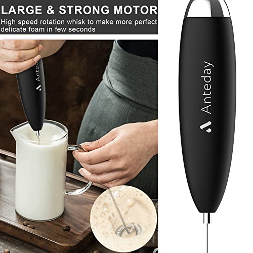 Milk Frother, Hand Mixer, Frother for Coffee, Anteday Battery Operated (Not Included) Electric Mini Matcha Whisk Hand Coffee Frother Electric Drink Stirrer for Lattes, Cappuccino, Hot ChocolateHe