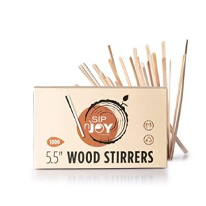 wood coffee stirrers stir sticks – 1,000 biodegradable disposable wooden beverage mixer with round ends, made with natural birch wood, eco-friendly bpa free swizzle drinks sticks (5.5 inch)