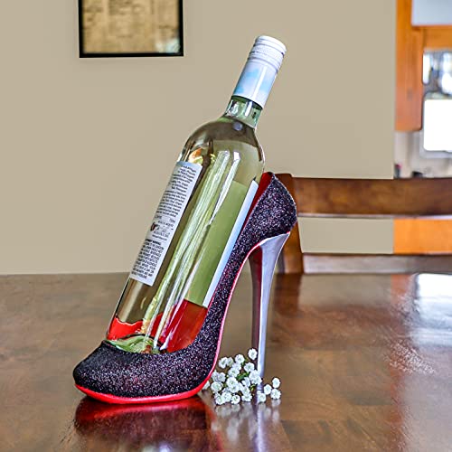 KitchInnovations High Heel Wine Bottle Holder - Four Attactive Style Variations Available (Black)