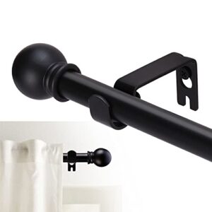 curtain rods for windows 32-48 inch, 5/8 inch diameter metal standard decorative curtain rod set, small adjustable telescoping curtain rod, matte black