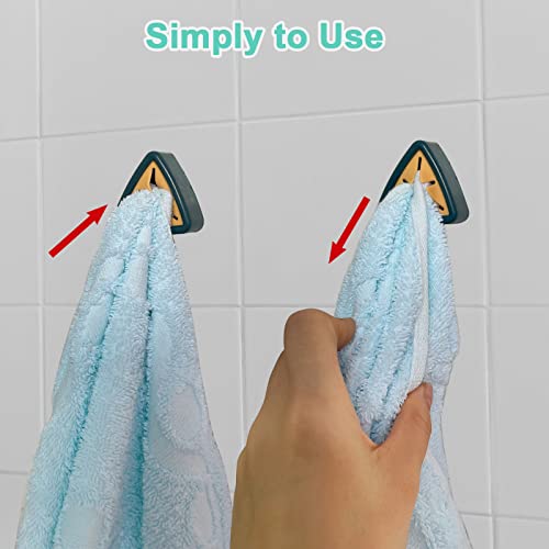 4Pcs Towel Hook Holder Grabber, Pletpet Drill Free Self Adhesive Push Hooks Firmly, Colorful Dish Towel Holders for Kitchen Bathroom Towel Organization