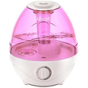 levoit humidifiers for bedroom large room (2.4l water tank), cool mist for home whole house, adjustable 360° rotation nozzle, ultrasonic, auto shutoff, night light, bpa-free, pink