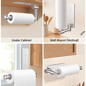 𝙉𝙤.𝟭 VICSEED Adjustable Paper Towel Holder Under Cabinet [One Hand Tear Off] Paper Towel Holder Wall Mount [Versatile Rotatable] Paper Roll Holder for Kitchen Bathroom Toilet RVs (Adhesive, Screw)