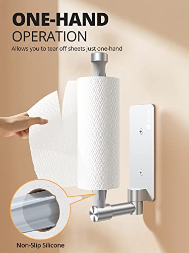 𝙉𝙤.𝟭 VICSEED Adjustable Paper Towel Holder Under Cabinet [One Hand Tear Off] Paper Towel Holder Wall Mount [Versatile Rotatable] Paper Roll Holder for Kitchen Bathroom Toilet RVs (Adhesive, Screw)