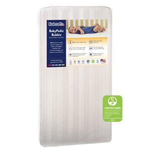 kolcraft babypedic bubbie extra firm coil waterproof baby crib mattress and toddler mattress, airy comfort, greenguard air quality certified – made in usa, 52″x28″