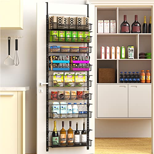 VyGrow Over the Door Pantry Organizer, 8-Tier Over the Door Organizer with Adjustable Hooks and Basket, Pantry Door Organization for Pantry Kitchen Storage Room Spice Rack