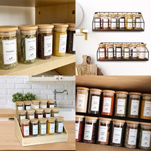 CUCUMI 36pcs Spice Containers with Bamboo Lids 4oz Glass Spice Jars with Labels and Chalk Marker, Seasoning Storage Containers for Spice Rack, Cabinet and Drawer