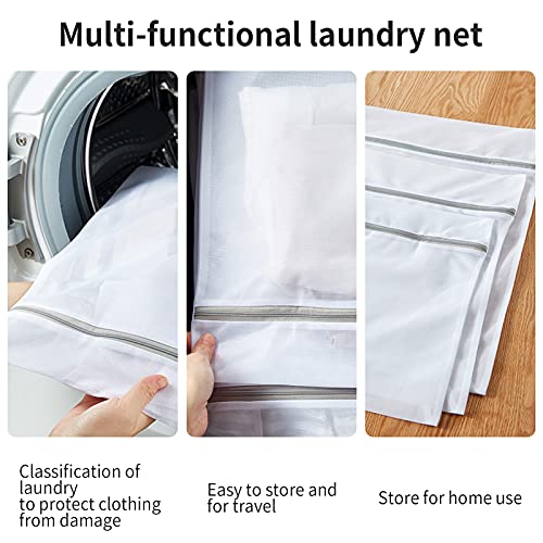 Mesh Laundry Bags for Delicates with Non Rust Zipper(10 Pack)-MDSXO White Delicate Laundry Wash Bags, Easy Fit Bra, Sock,Lingerie,Sneaker,Baby Laundry for Washing Machine Travel Storage[1XL/3L/3M/3S]